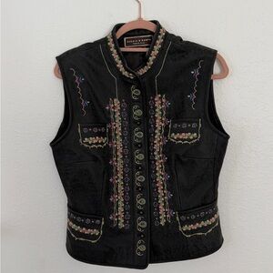 Double D Ranch Embroidered Leather Vest
